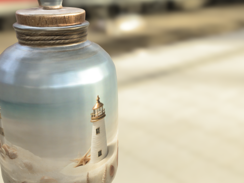 Lighthouse in Glass Jar Diorama 3D 模型
