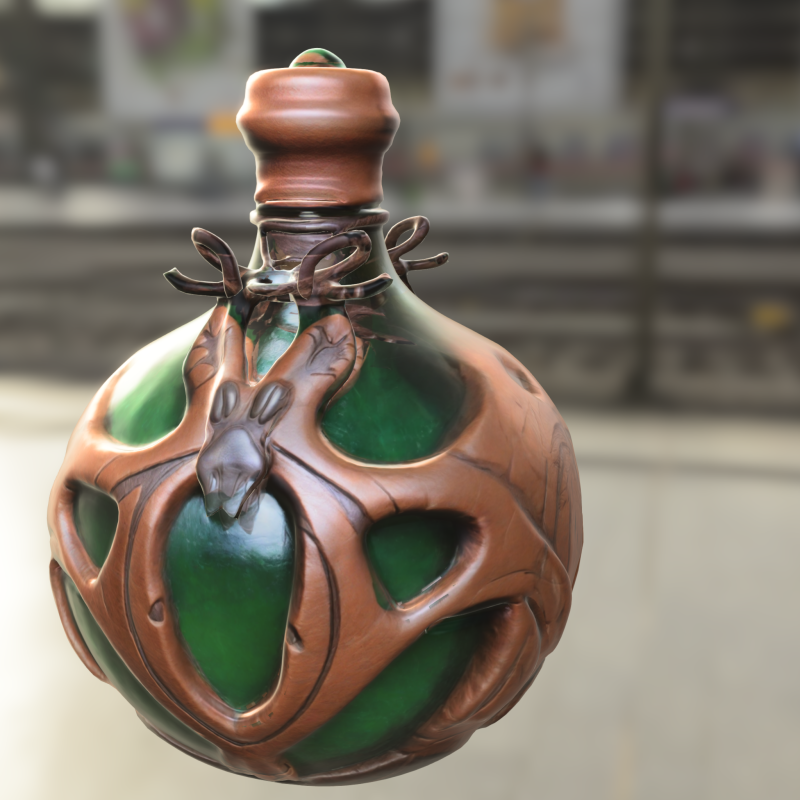 Dragon Emblem Fantasy Potion Bottle 3D 模型 .c4d .max .obj .3ds .fbx .stl .blend