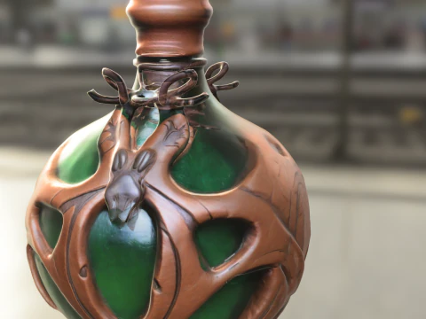 ड्रैगन प्रतीक काल्पनिक औषधि बोतल 3D मॉडल