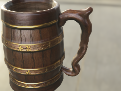 Medieval Wooden Beer Mug 3D Model