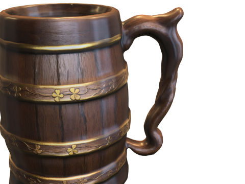 Medieval Wooden Beer Mug Model 3D