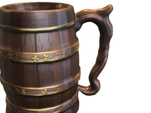Medieval Wooden Beer Mug 3D Model