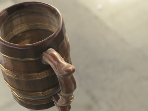 Medieval Wooden Beer Mug Model 3D