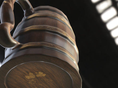 Medieval Wooden Beer Mug Model 3D