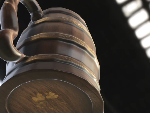 Medieval Wooden Beer Mug 3D Model