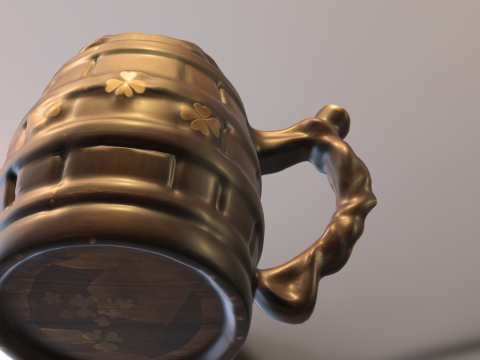 Rustic Wooden Clover Beer Mug 3D Modell