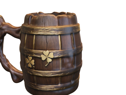 Rustic Wooden Clover Beer Mug 3D Modell