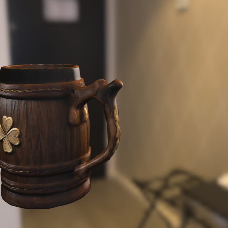 Wooden Clover Beer Mug 3D Modell .c4d .max .obj .3ds .fbx .stl .blend