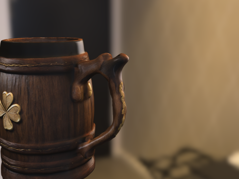 Wooden Clover Beer Mug 3D Model