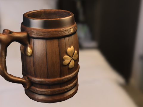 Wooden Clover Beer Mug 3D Modell