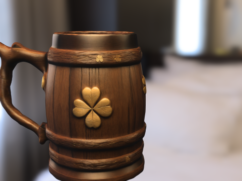 Wooden Clover Beer Mug 3D Modell