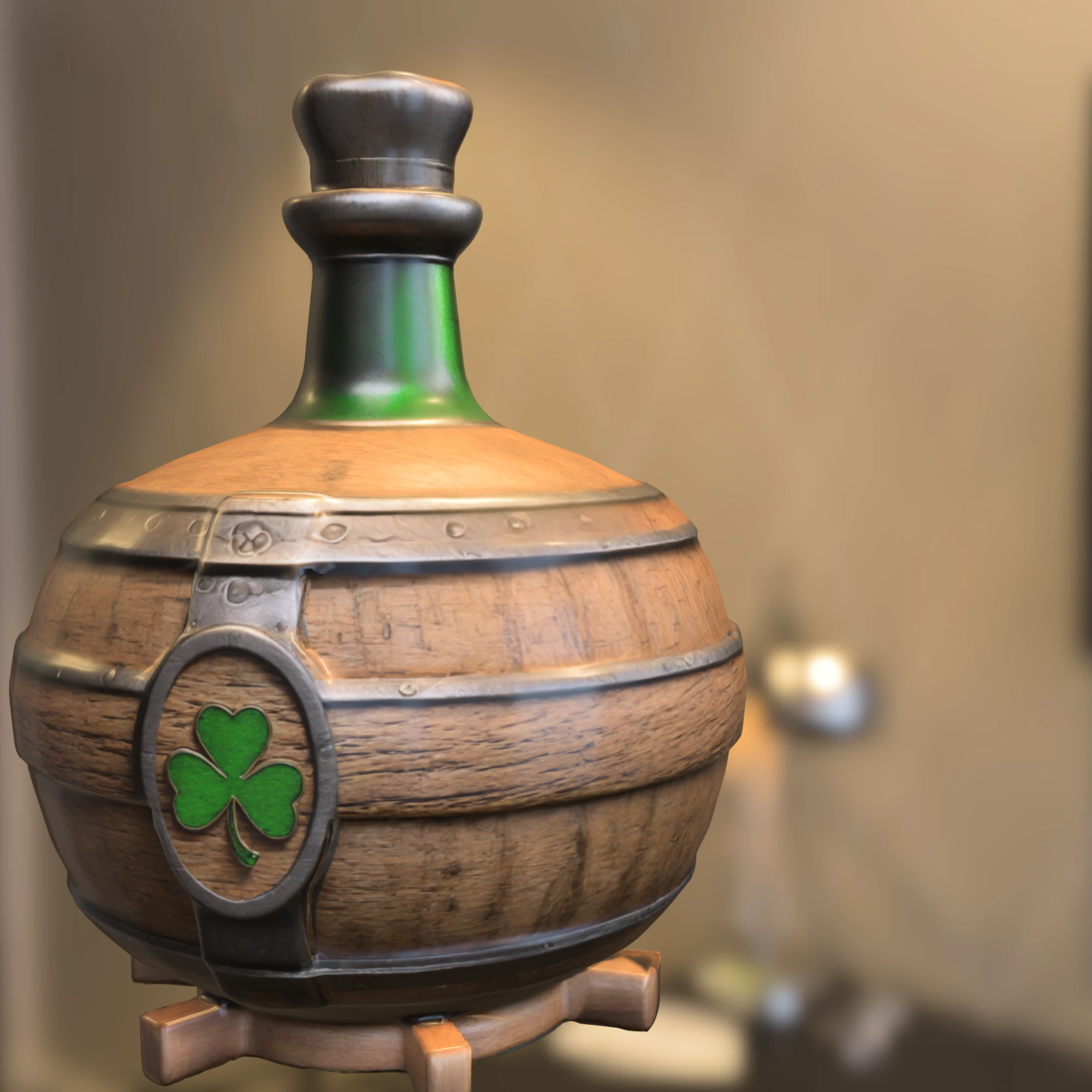 Irish Barrel Bottle 3D Model .c4d .max .obj .3ds .fbx .stl .blend 