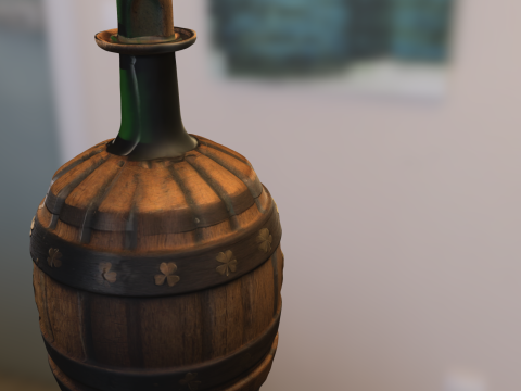 Irish Barrel Bottle with Clover Model 3D