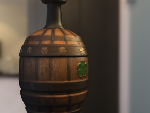 Irish Barrel Bottle with Clover Model 3D