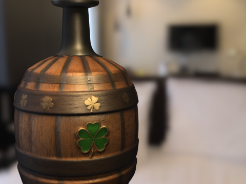 Irish Barrel Bottle with Clover Model 3D