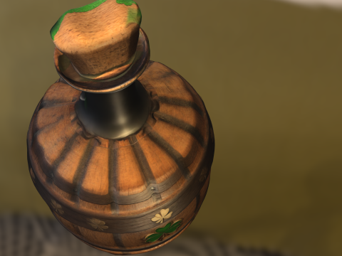 Irish Barrel Bottle with Clover Model 3D
