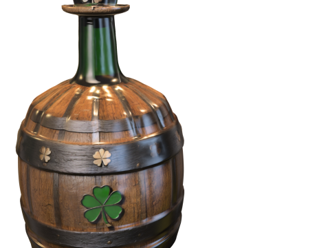 Irish Barrel Bottle with Clover Model 3D