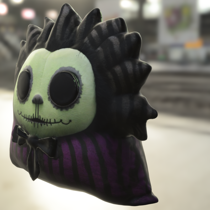 Striped Plush Doll Gothic 3Dモデル .c4d .max .obj .3ds .fbx .stl .blend
