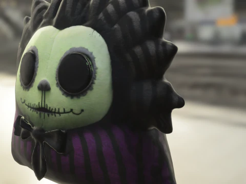 Striped Plush Doll Gothic 3D Model