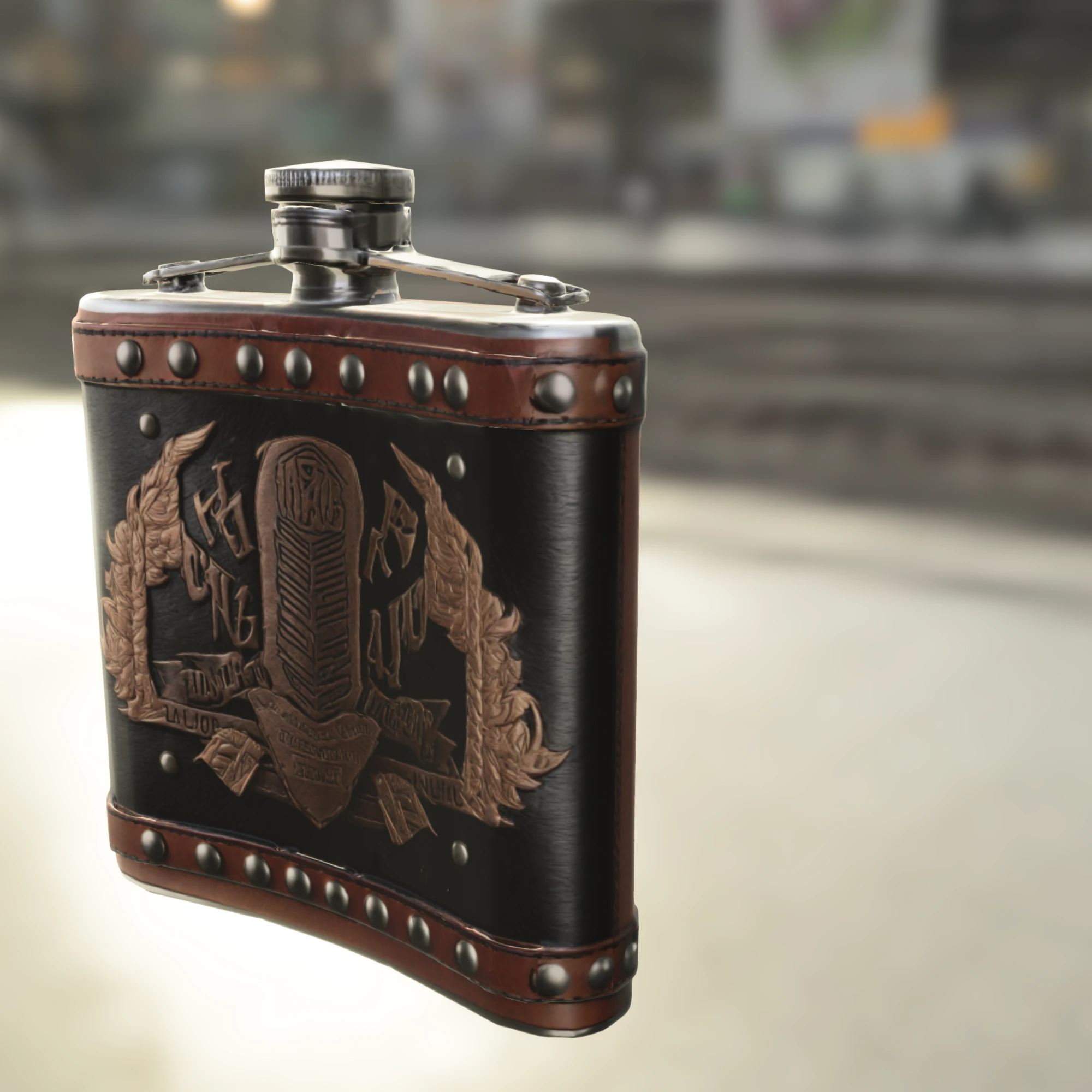 Vintage Metal Flask 3D Model .c4d .max .obj .3ds .fbx .stl .blend