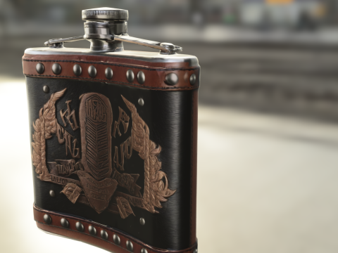 Vintage Metal Flask 3D Модель