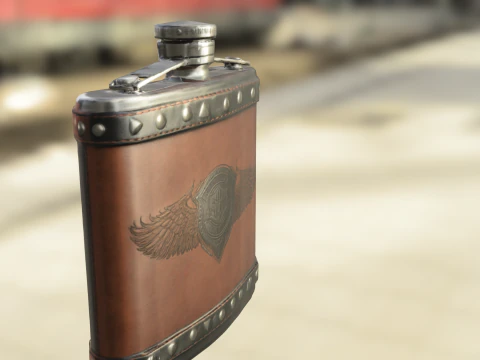 Vintage Metal Flask 3D Model