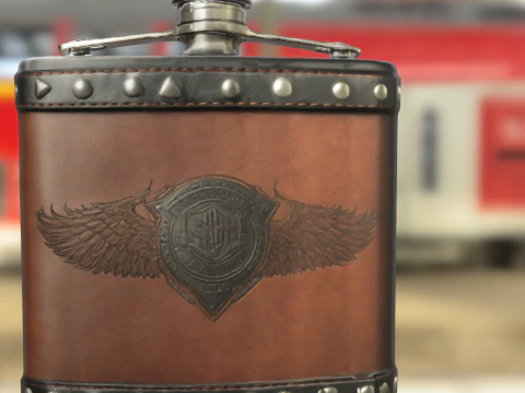 Vintage Metal Flask 3D Model