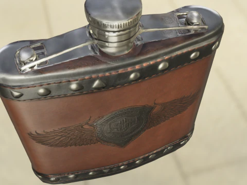 Vintage Metal Flask 3D Model