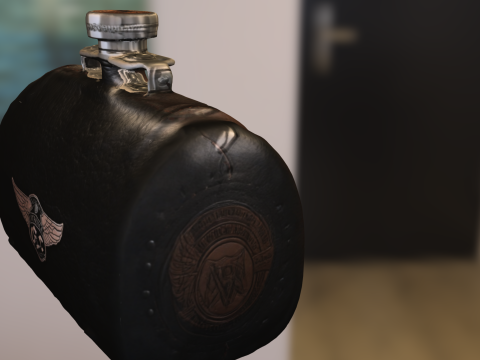 Leather and Metal Flask 3D Модель