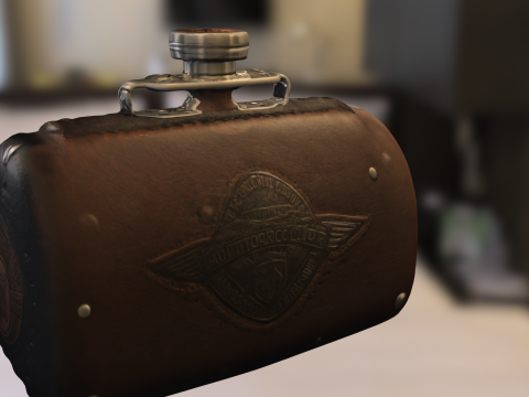 Leather and Metal Flask 3D 模型