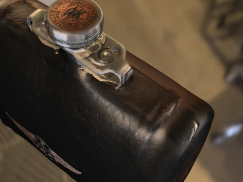 Leather and Metal Flask 3D Model