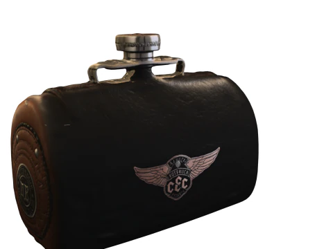 Leather and Metal Flask 3D Model