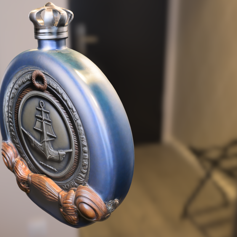 Nautical Ship Emblem Flask Model 3D .c4d .max .obj .3ds .fbx .stl .blend