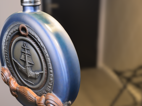 Nautical Ship Emblem Flask 3D 모델