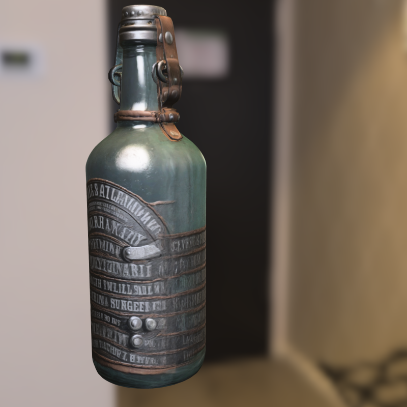 Steampunk Glass Bottle 3D Model .c4d .max .obj .3ds .fbx .stl .blend 