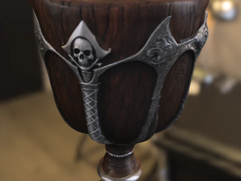 Skull Goblet Medieval 3D Model