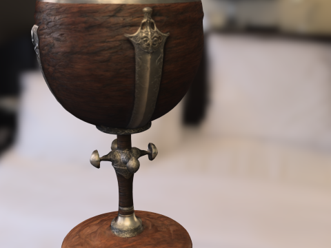 Medieval Goblet with Skull Ornament 3D Model