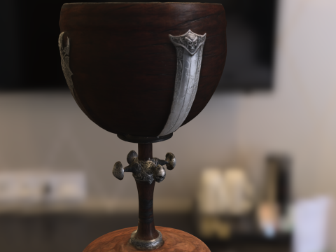 Medieval Goblet with Skull Ornament 3D Model