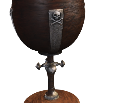 Medieval Goblet with Skull Ornament 3D Model