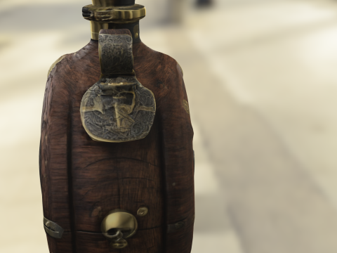 Pirate Flask with Skull Emblem Model 3D