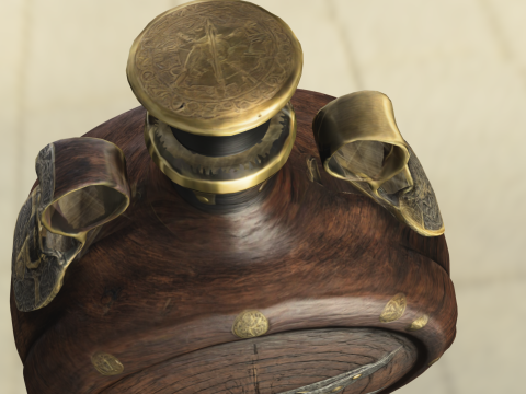 Pirate Flask with Skull Emblem Model 3D
