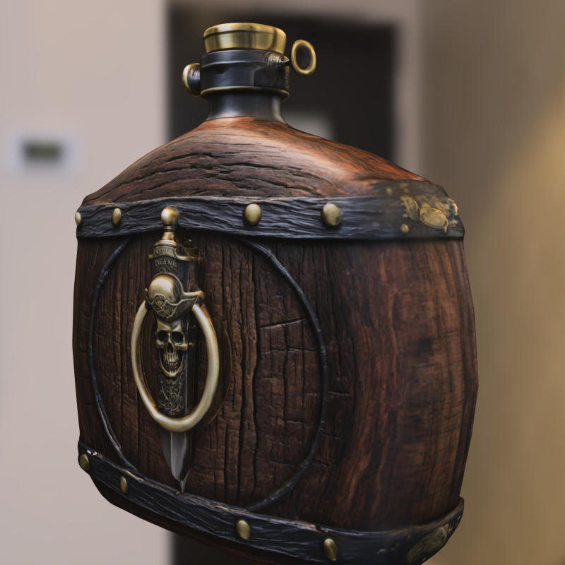 Ornate Pirate Flask with Skull Dagger Emblem Modelo 3D .c4d .max .obj .3ds .fbx .stl .blend