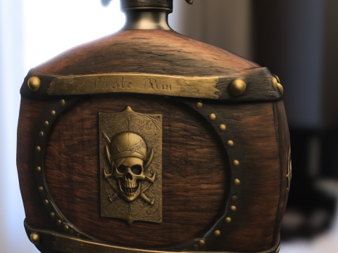 Ornate Pirate Flask with Skull Dagger Emblem 3Dモデル