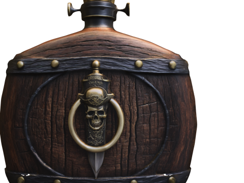 Ornate Pirate Flask with Skull Dagger Emblem 3Dモデル