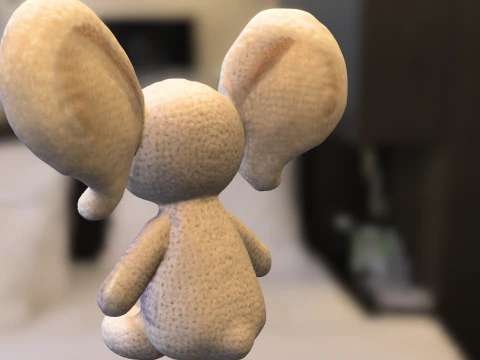 Cute Crochet Mouse Plush 3D Model
