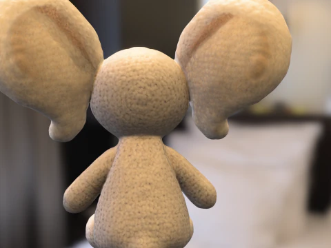 Cute Crochet Mouse Plush 3D Model