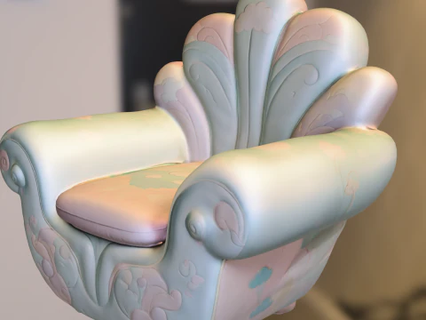 Kursi Berlengan Cloud Shell Model 3D