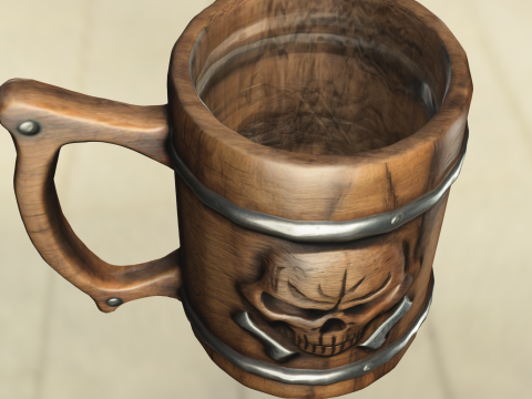 Motorcycle Engraved Wooden Beer Mug Model 3D