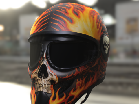 Flaming Skull Helmet Model 3D