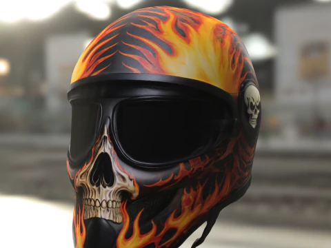 Flaming Skull Helmet 3D Model